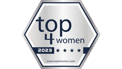 Das Bild zeigt das Label top for women für das Jahr 2023