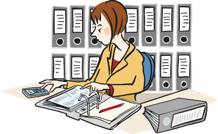 Eine Frau arbeitet in einem Büro.